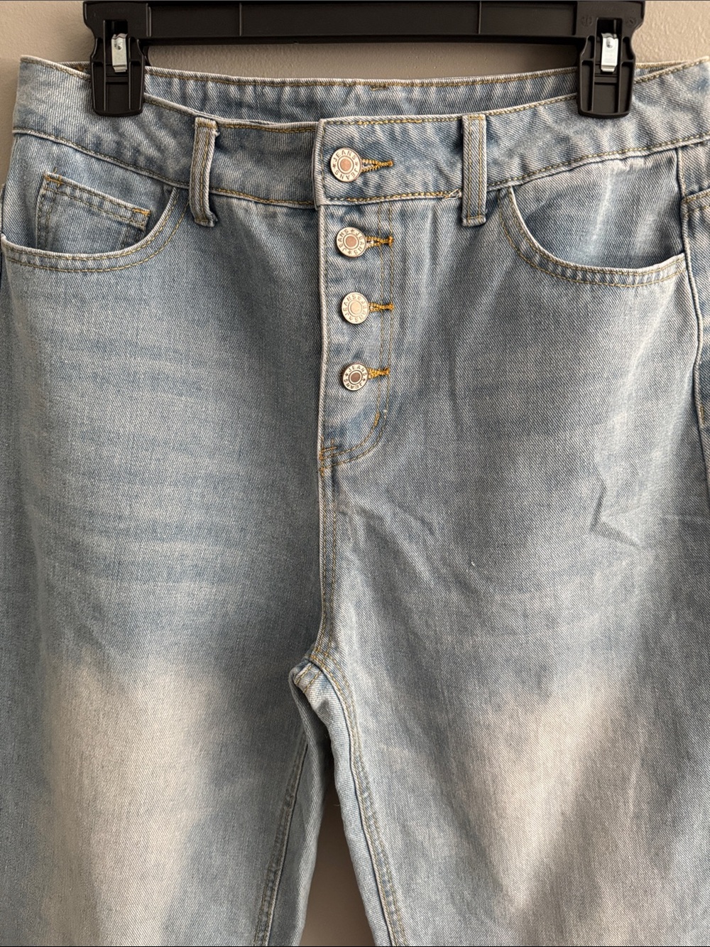 Light Wash High Rise Button-Fly Jeans - Picture 2 of 7